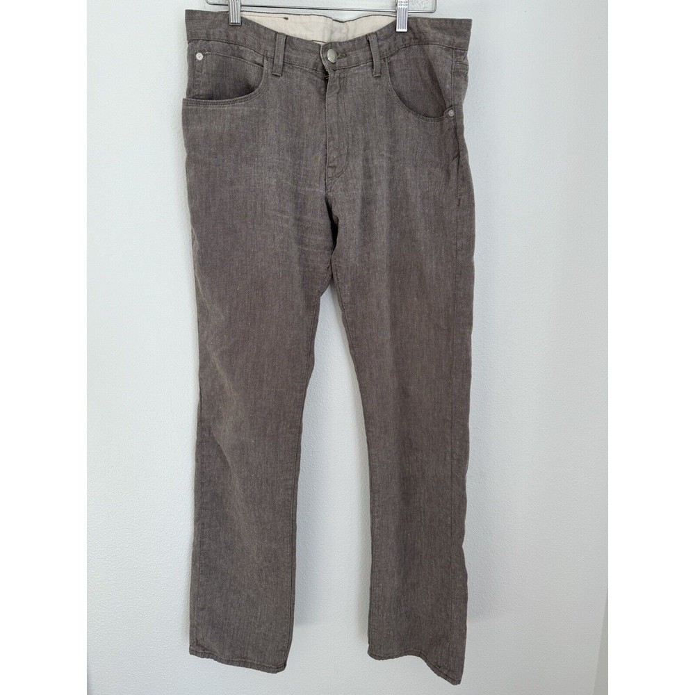 Agave Denim Pragmatist Pants Classic Straight Miramar Brown Linen 35x35
